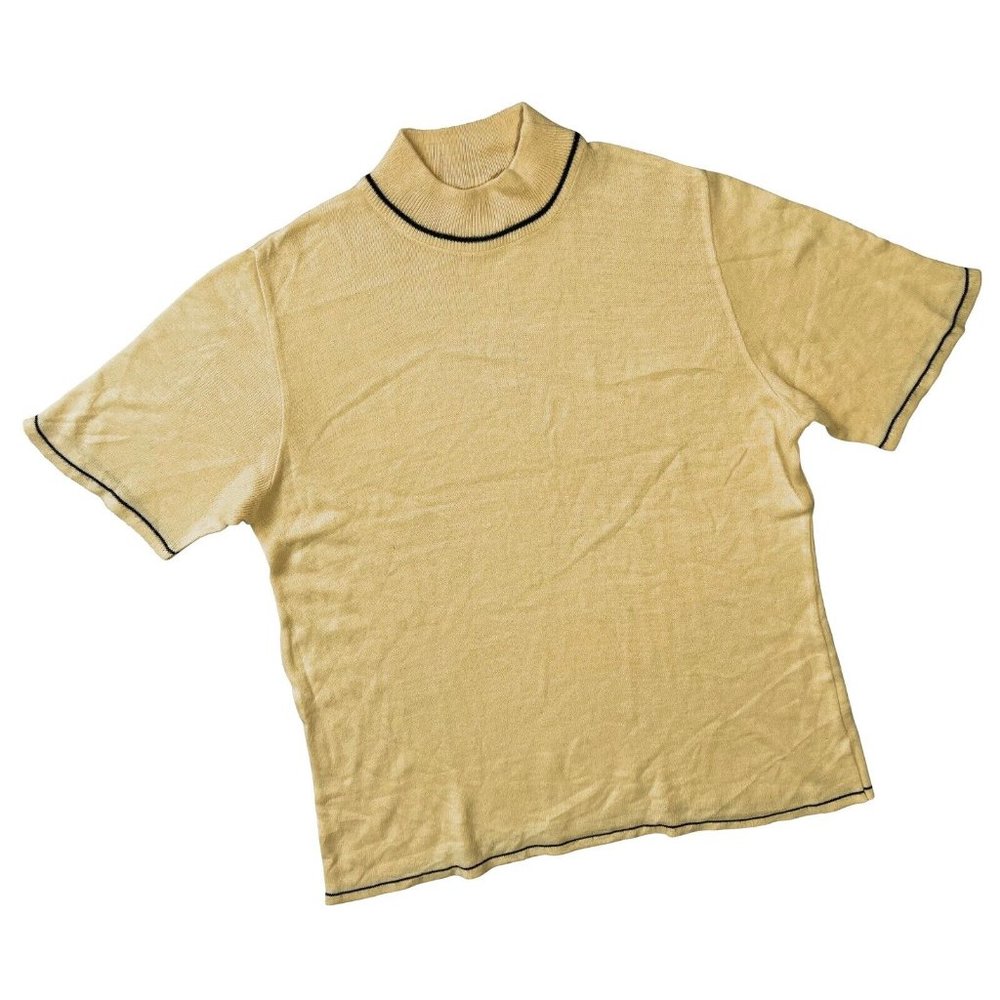 Sundazed (Germany) Vintage Virgin Wool Jersey Stitch Mock Neck T Sweater : M